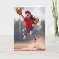 Birthday Girl Jumping To Catch a Softball