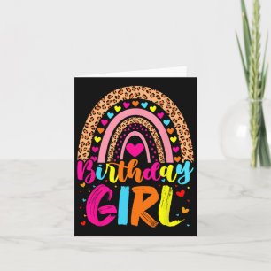 Birthday Girl Leopard Rainbow Birthday Party Famil Card
