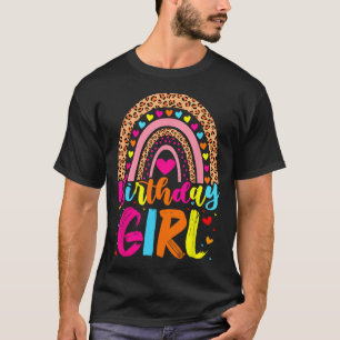 Birthday Girl Leopard Rainbow Birthday Party Famil T-Shirt