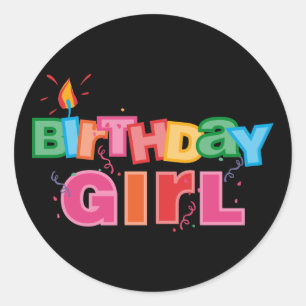 Birthday Girl Letters Classic Round Sticker
