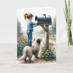 Birthday Girl Mailing An Envelope Card