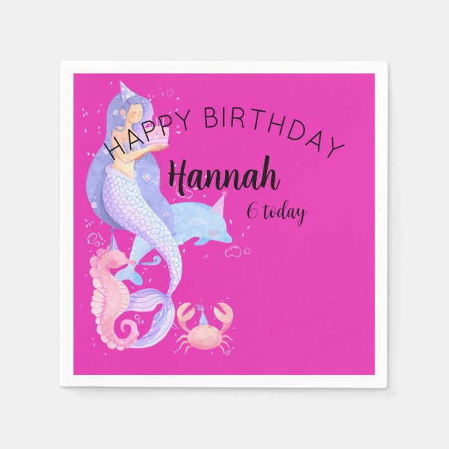 Birthday Girl Mermaid theme  Napkin (Front)