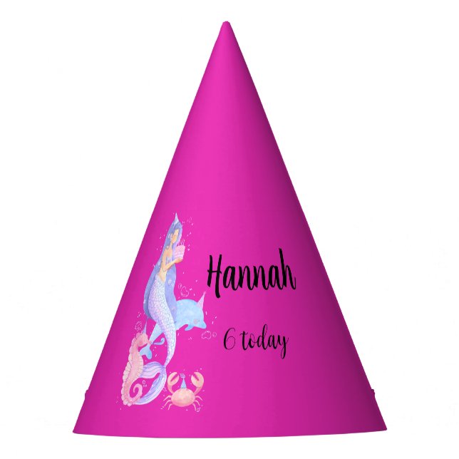 Birthday Girl Mermaid theme Party Hat (Front)