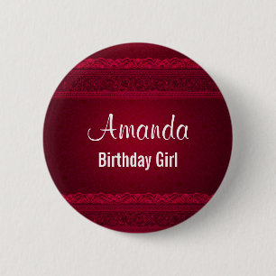 Birthday Girl Mysterious Dark Red Background 6 Cm Round Badge
