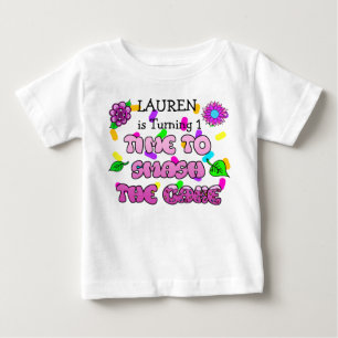 Birthday Girl, name and age, Smash Cake Shirt