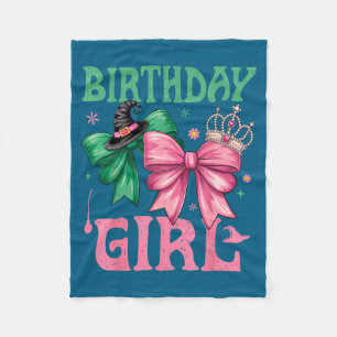 Birthday Girl Nk And Green Birthday Witch Women Gi Fleece Blanket