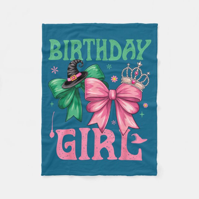 Birthday Girl Nk And Green Birthday Witch Women Gi Fleece Blanket (Front)