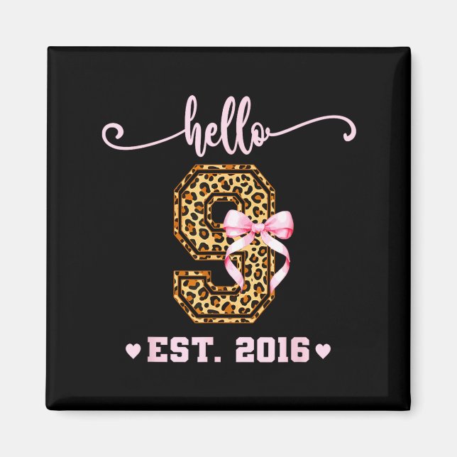 Birthday Girl Nk Coquette Bow Hello 9 Year Old Aes Magnet (Front)