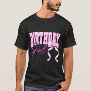 Birthday Girl Nk Toile Coquette Bow Birthday Party T-Shirt