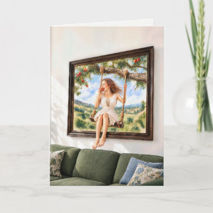 Birthday Girl on an Apple Tree Swing Card