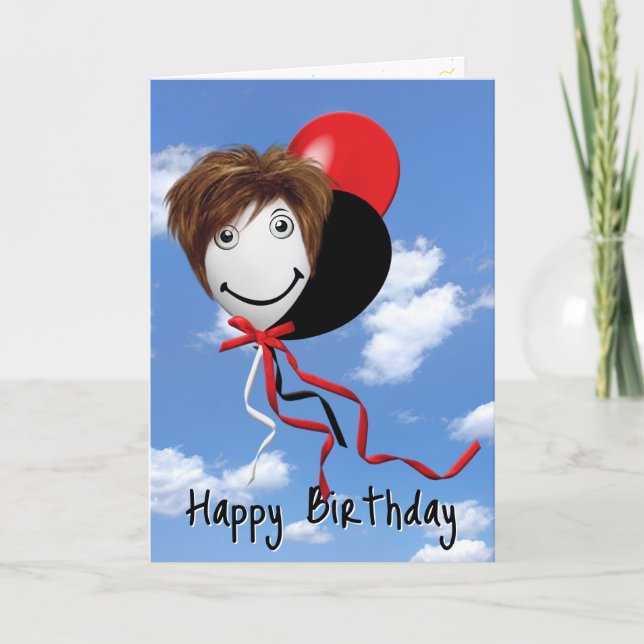 Birthday Girl On Party Balloon  Card (Front)