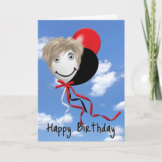 Birthday Girl On Party Balloon Card (Front)