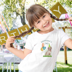 Birthday Girl OR Boy Puppy Pawty Name & Age Toddler T-Shirt