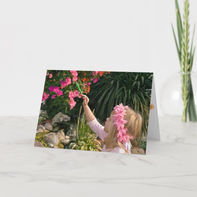 Birthday Girl painting flower Card (Front)