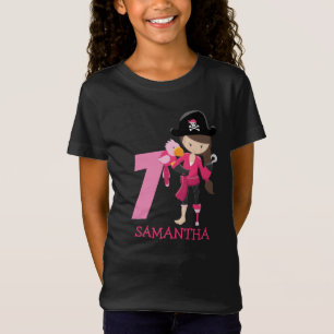 Birthday GIRL ParrotParty Pirate 7th Name  T-Shirt