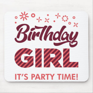 Birthday Girl Party Princess Crown Girls Mouse Mat