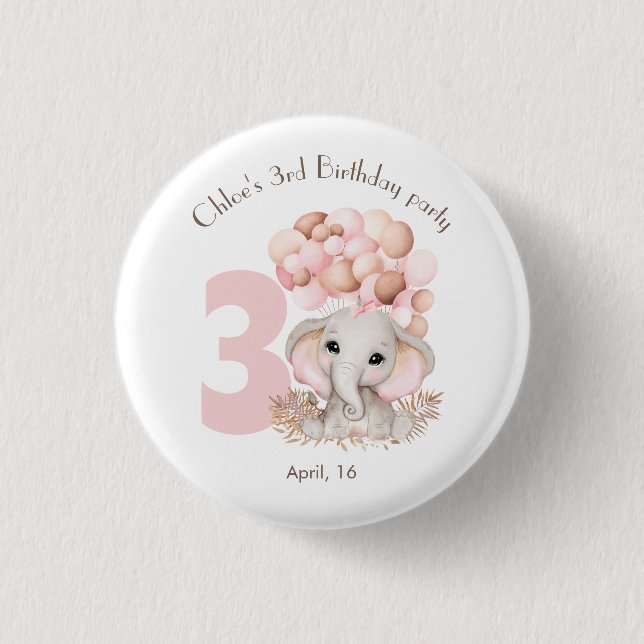 Birthday Girl Personalised 3 Cm Round Badge (Front)