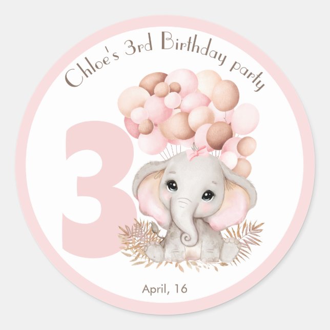 Birthday Girl Personalised Classic Round Sticker (Front)