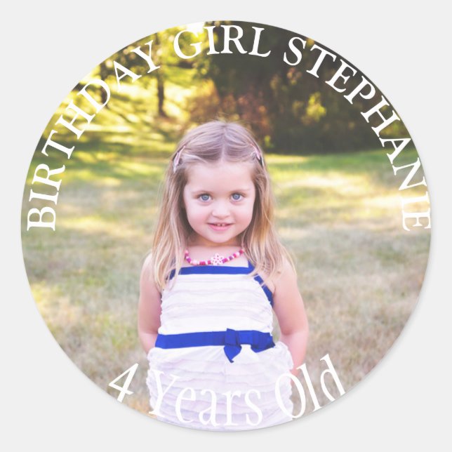 Birthday Girl Personalised Photo and Age Stickers (Front)