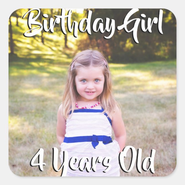 Birthday Girl Personalised Photo and Age Stickers (Front)