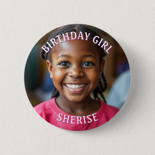 Birthday Girl Personalised Photo and Name 6 Cm Round Badge
