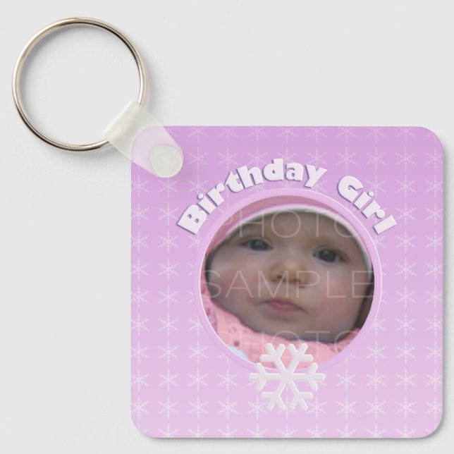 Birthday Girl Photo Winter Onederland Key Ring (Front)