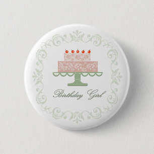 Birthday Girl Pin with Pink Cake