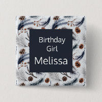 Birthday Girl Pine Cones Winter Pattern