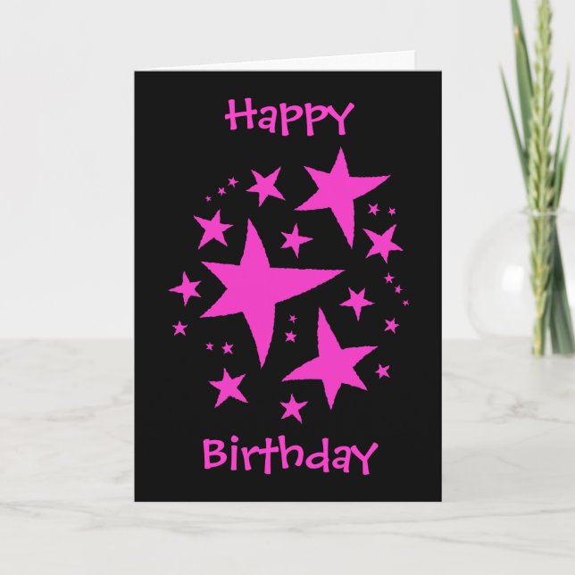 Birthday girl pink and black card (Front)