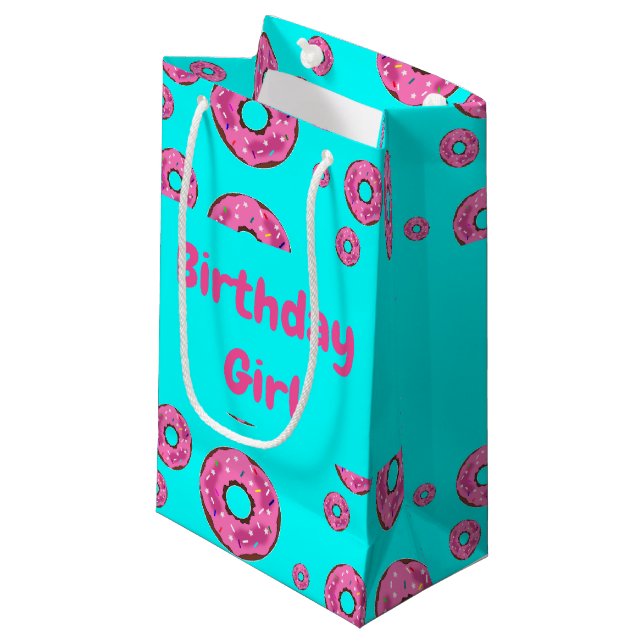 Birthday girl Pink cream doughnuts Small Gift Bag (Front Angled)