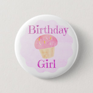 Birthday Girl Pink Cupcake  6 Cm Round Badge