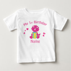 Birthday Girl Pink Dinosaur Personalised Shirt