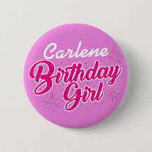 Birthday Girl Pink Typography with NAME on PINK
