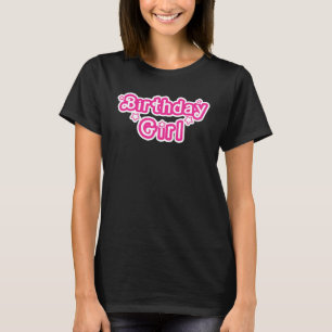 Birthday Girl Pink & White With Stars T-Shirt