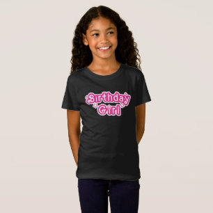 Birthday Girl Pink & White With Stars T-Shirt