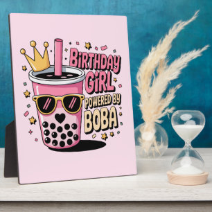 Birthday Girl Powered by Boba Bubble Tea Party Plaque
