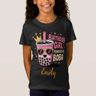 Birthday Girl Powered by Boba Bubble Tea Party T-Shirt