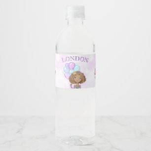 Birthday Girl Princess African American Lavender Water Bottle Label