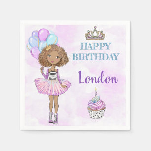 Birthday Girl Princess African American Napkin