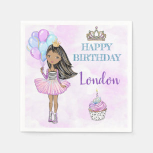 Birthday Girl Princess African American Napkin