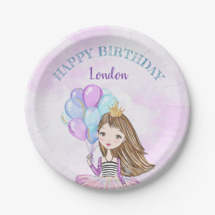 Birthday Girl Princess Lavender Purple Turquoise Paper Plate