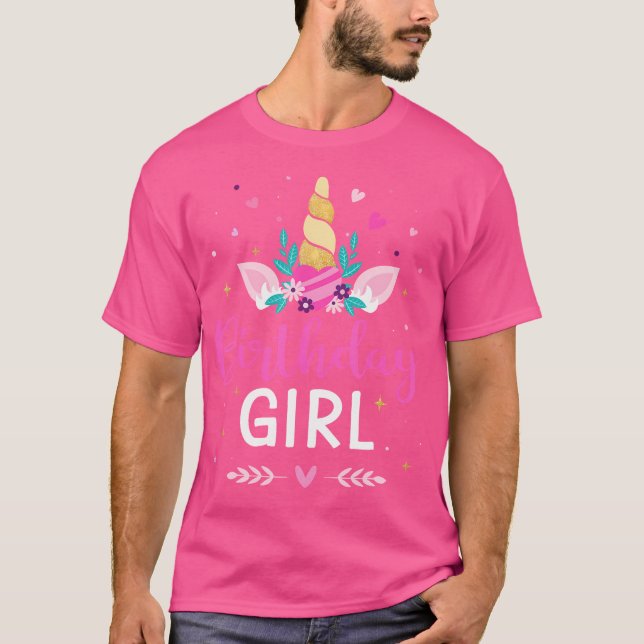 Birthday Girl Princess Matching Family Unicorn Par T-Shirt (Front)