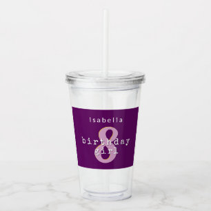 Birthday Girl Purple Personalised Name Age Acrylic Tumbler
