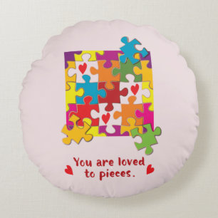 Birthday Girl Puzzle Love to Pieces Round Cushion