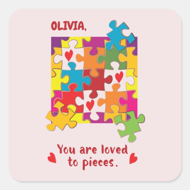 Birthday Girl Puzzle Love to Pieces Square Sticker (Front)