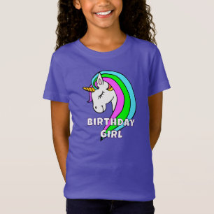 Birthday Girl Rainbow Unicorn Girl's T-Shirt