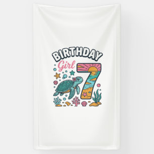 Birthday Girl Sea Turtle 7th Birthday Vector Desig Banner