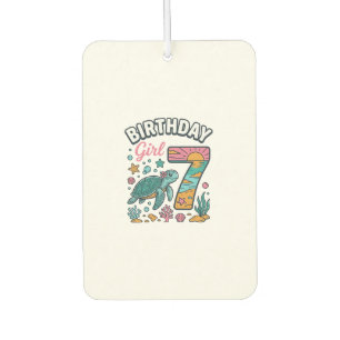 Birthday Girl Sea Turtle 7th Birthday Vector Desig Car Air Freshener