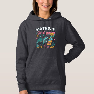 Birthday Girl Sea Turtle 7th Birthday Vector Desig Hoodie