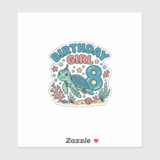 Birthday Girl Sea Turtle 8th Birthday Shirt Design
